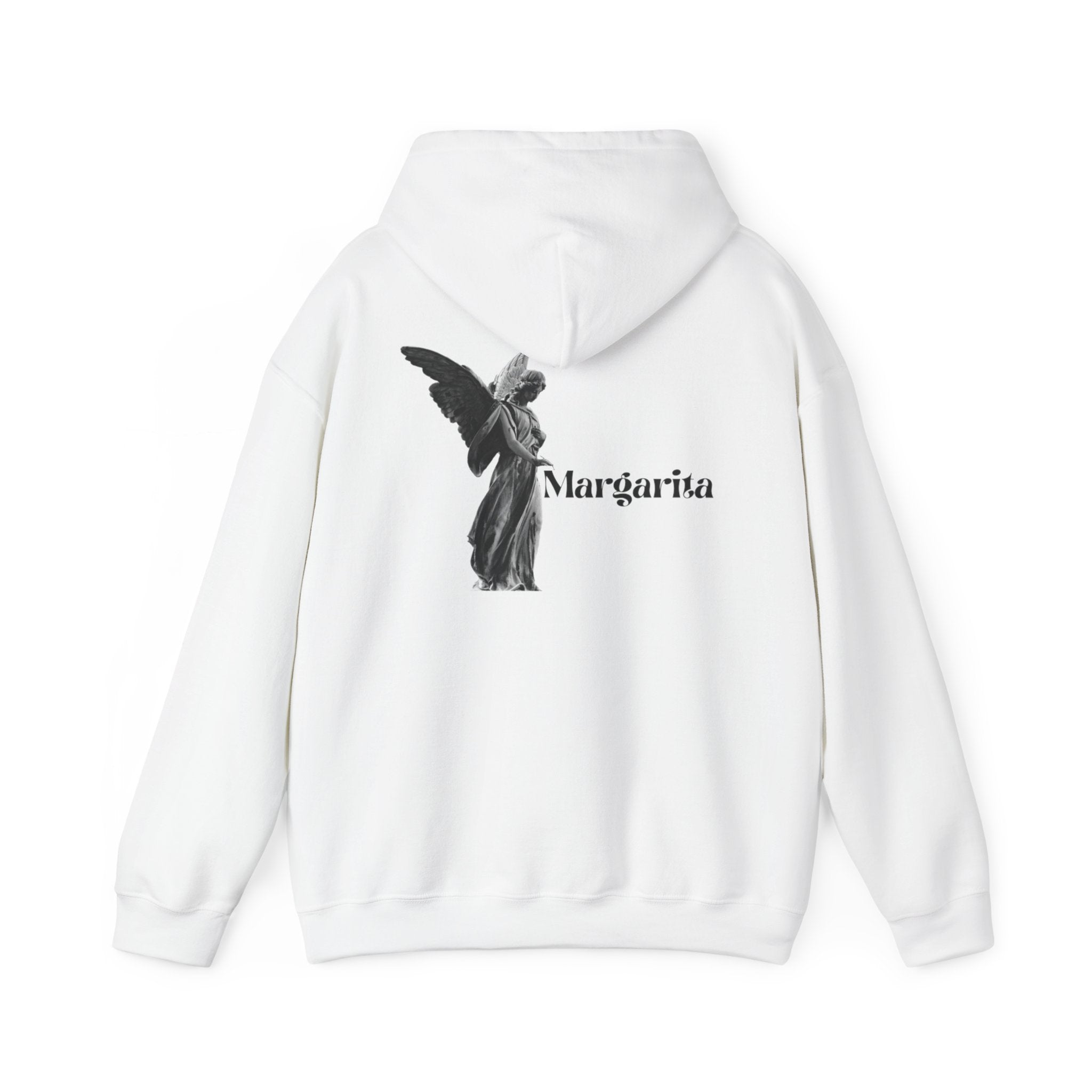 Margarita Angel Hoodie — Minimalist Gothic Script Pullover
