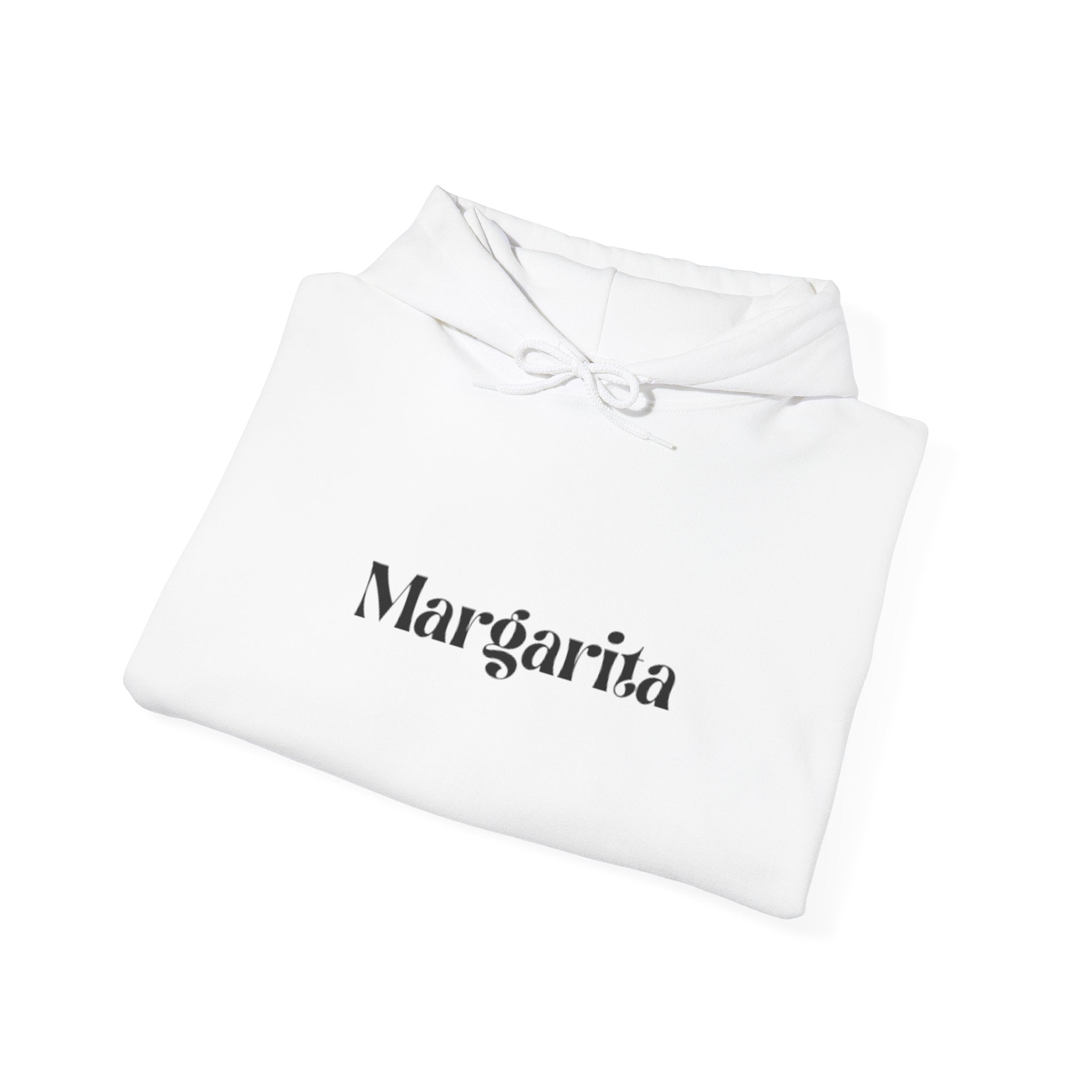 Margarita Angel Hoodie — Minimalist Gothic Script Pullover