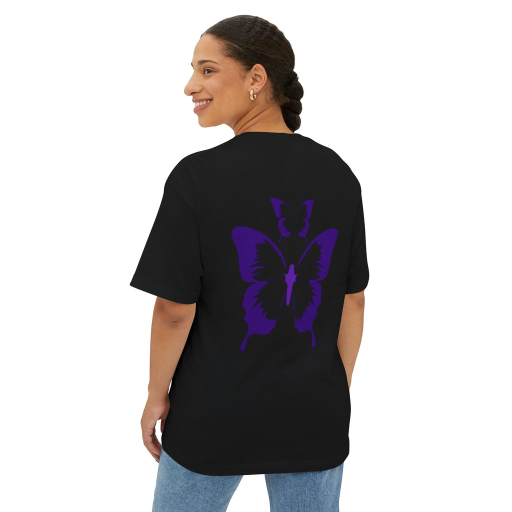 Butterfly Oversized Tee — Purple Butterfly Graphic Boxy T‑Shirt