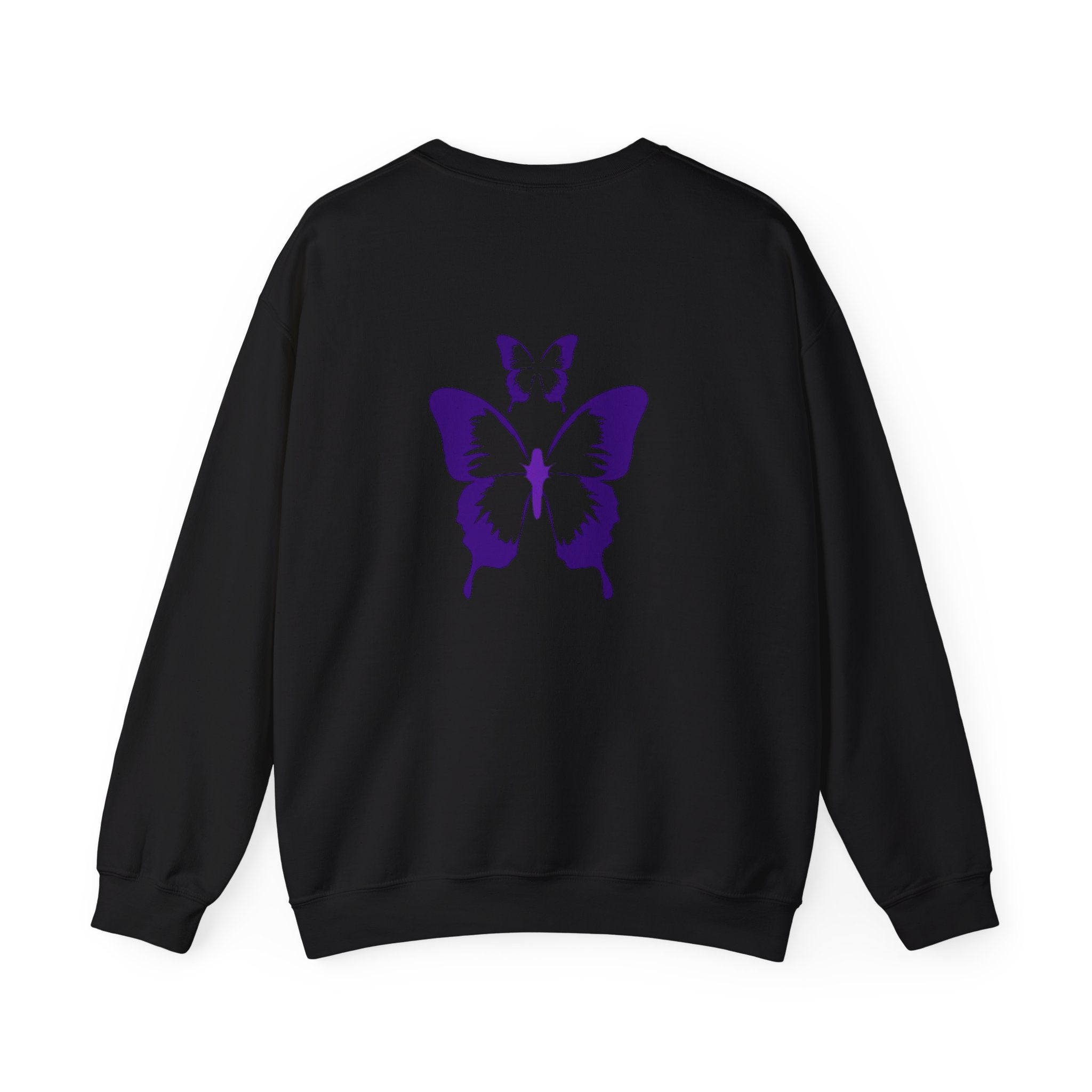 Butterfly Script Crewneck Sweatshirt — Purple Butterfly Graphic