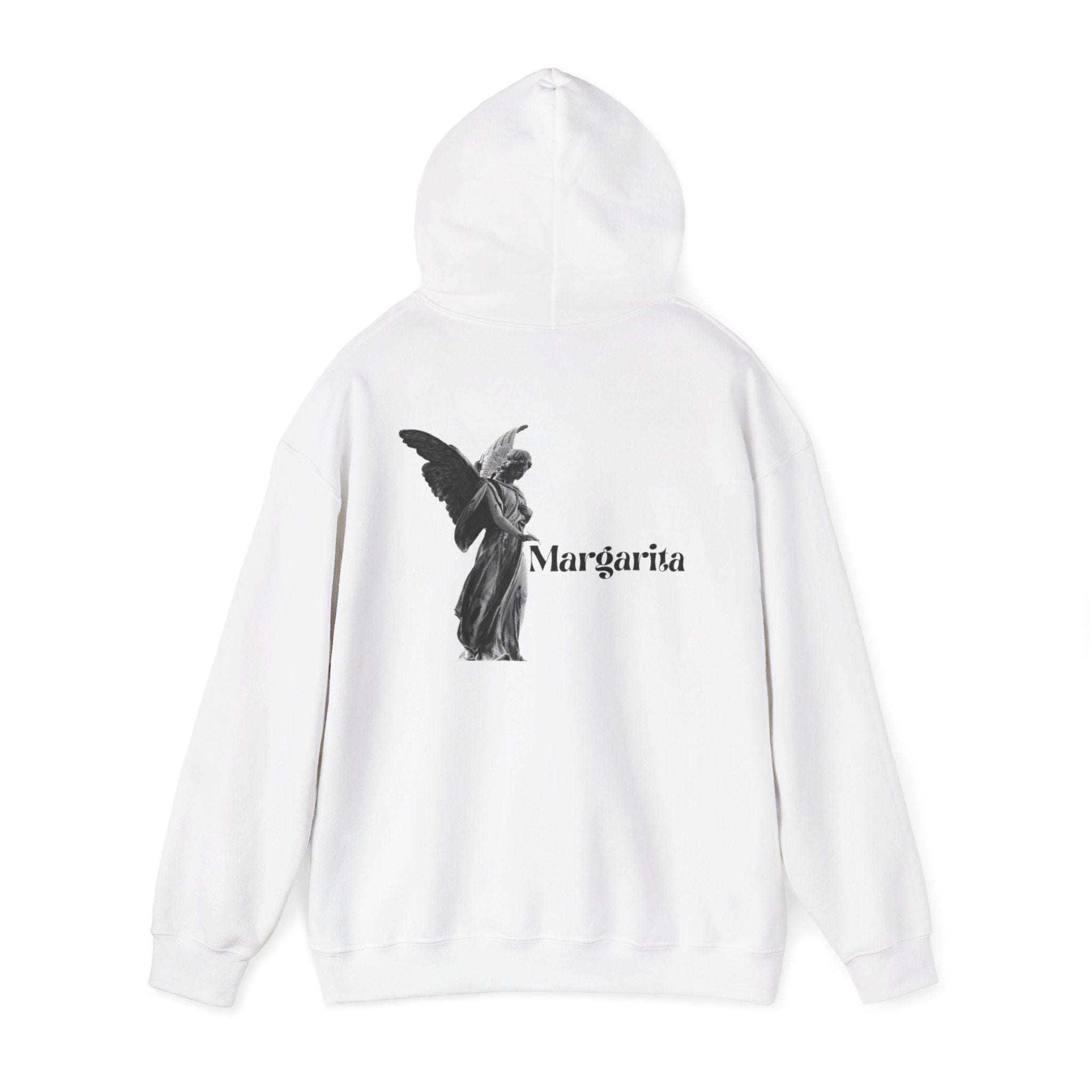 Margarita Angel Hoodie — Minimalist Gothic Script Pullover