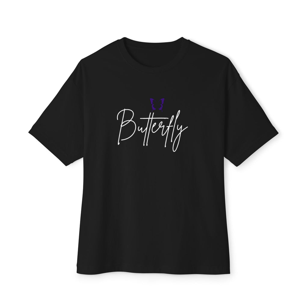 Butterfly Oversized Tee — Purple Butterfly Graphic Boxy T‑Shirt
