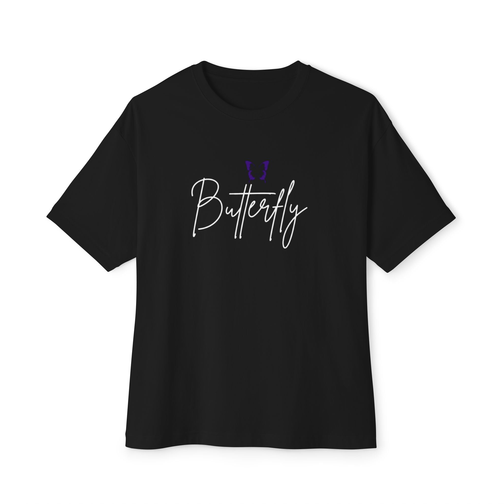 Butterfly Oversized Tee — Purple Butterfly Graphic Boxy T‑Shirt