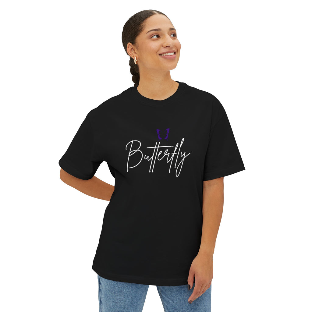 Butterfly Oversized Tee — Purple Butterfly Graphic Boxy T‑Shirt